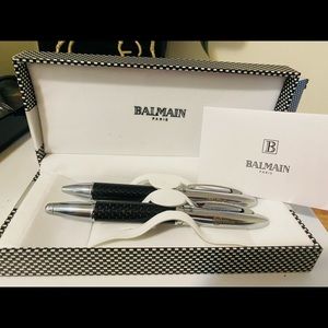 Authentic Balmain set off pens with authentication card,black color